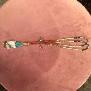 Beaded Long Tassel Necklace